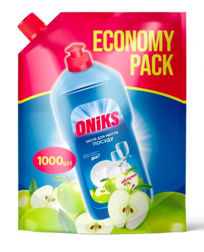 Oniks засіб д/миття посуду 1000гр зелене яблуко дой-пак